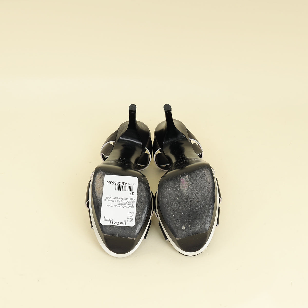 YSL Black Tribute Leather Sandal 37