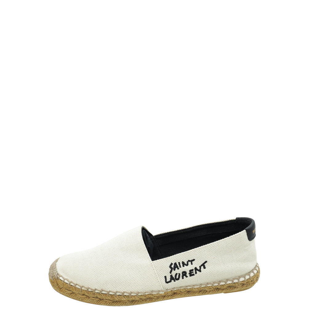 YSL Cream Embroidered Espadrilles 37
