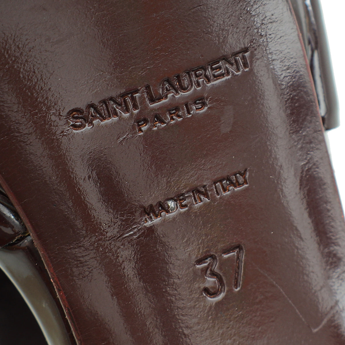 YSL Bordeaux Mid Heel Tribute Sandals 37