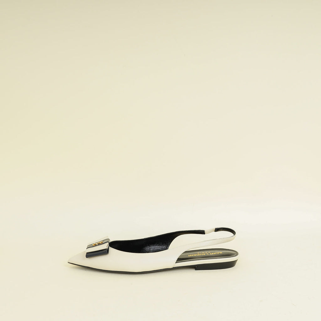 YSL Bicolor Anais Slingback Flats 38