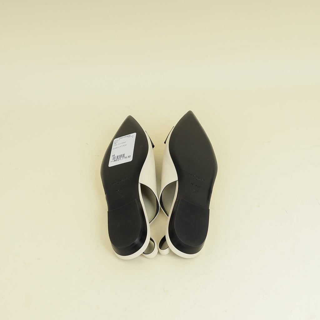 YSL Bicolor Anais Slingback Flats 38
