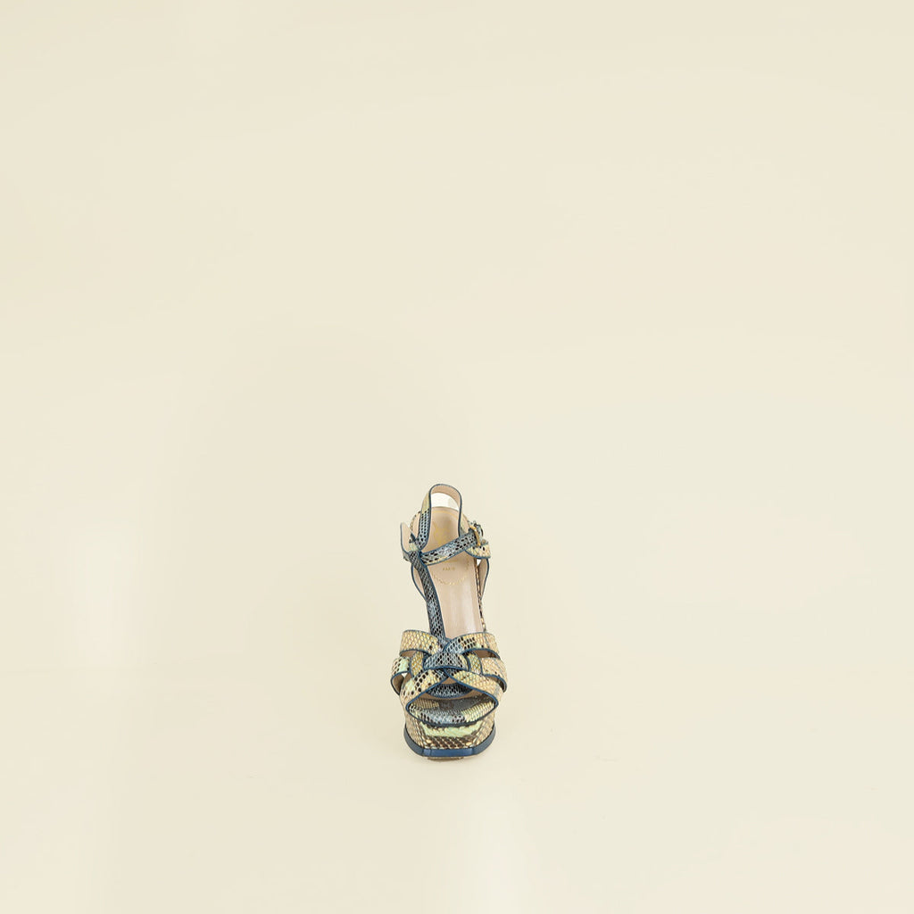 YSL Multicolor Tribute Python Embossed Sandal 38
