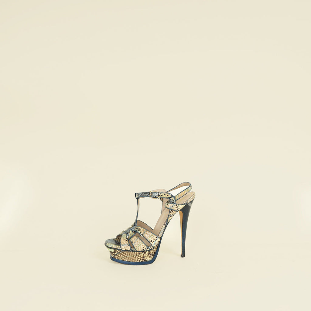 YSL Multicolor Tribute Python Embossed Sandal 38