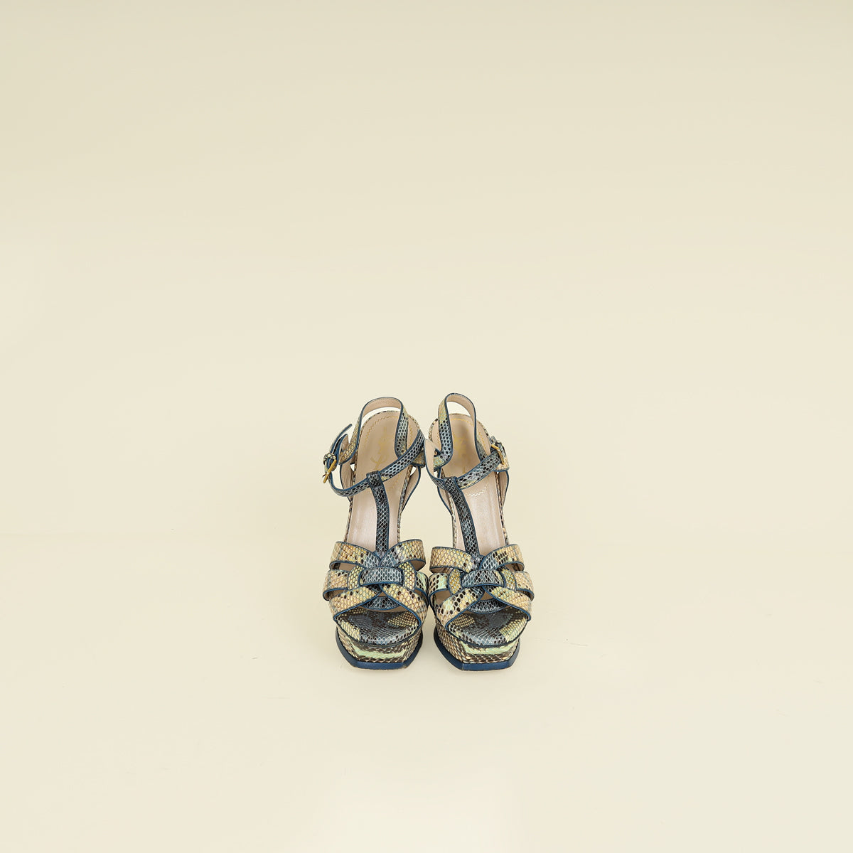 YSL Multicolor Tribute Python Embossed Sandal 38