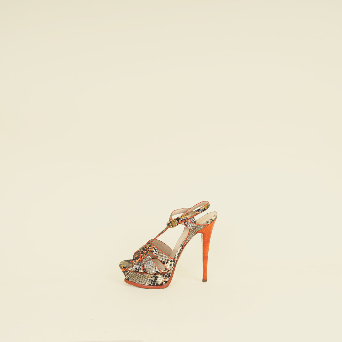 YSL Multicolor Tribute Python Embossed Sandal 38