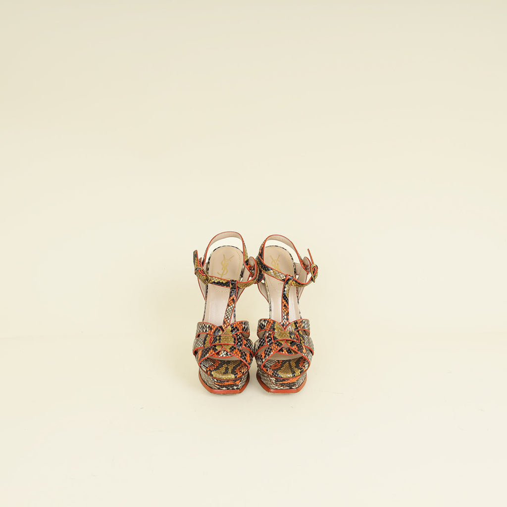 YSL Multicolor Tribute Python Embossed Sandal 38