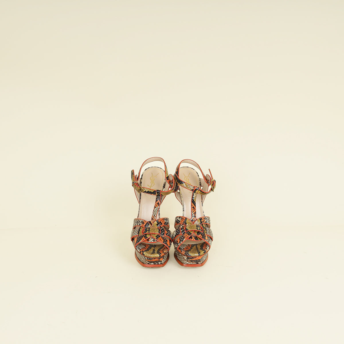 YSL Multicolor Tribute Python Embossed Sandal 38