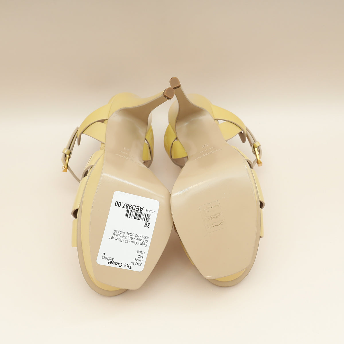 YSL Beige Tribute Sandals 38