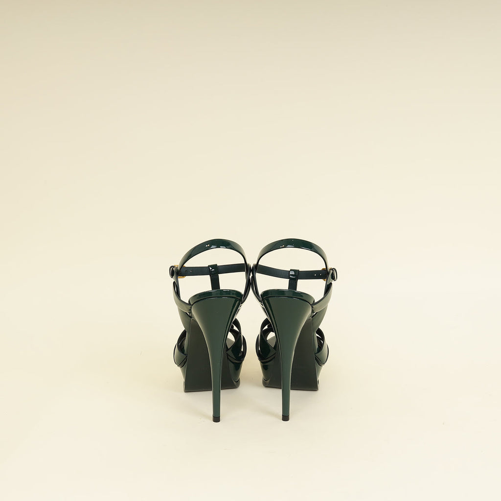YSL Green High Heeled Tribute Sandals 39.5