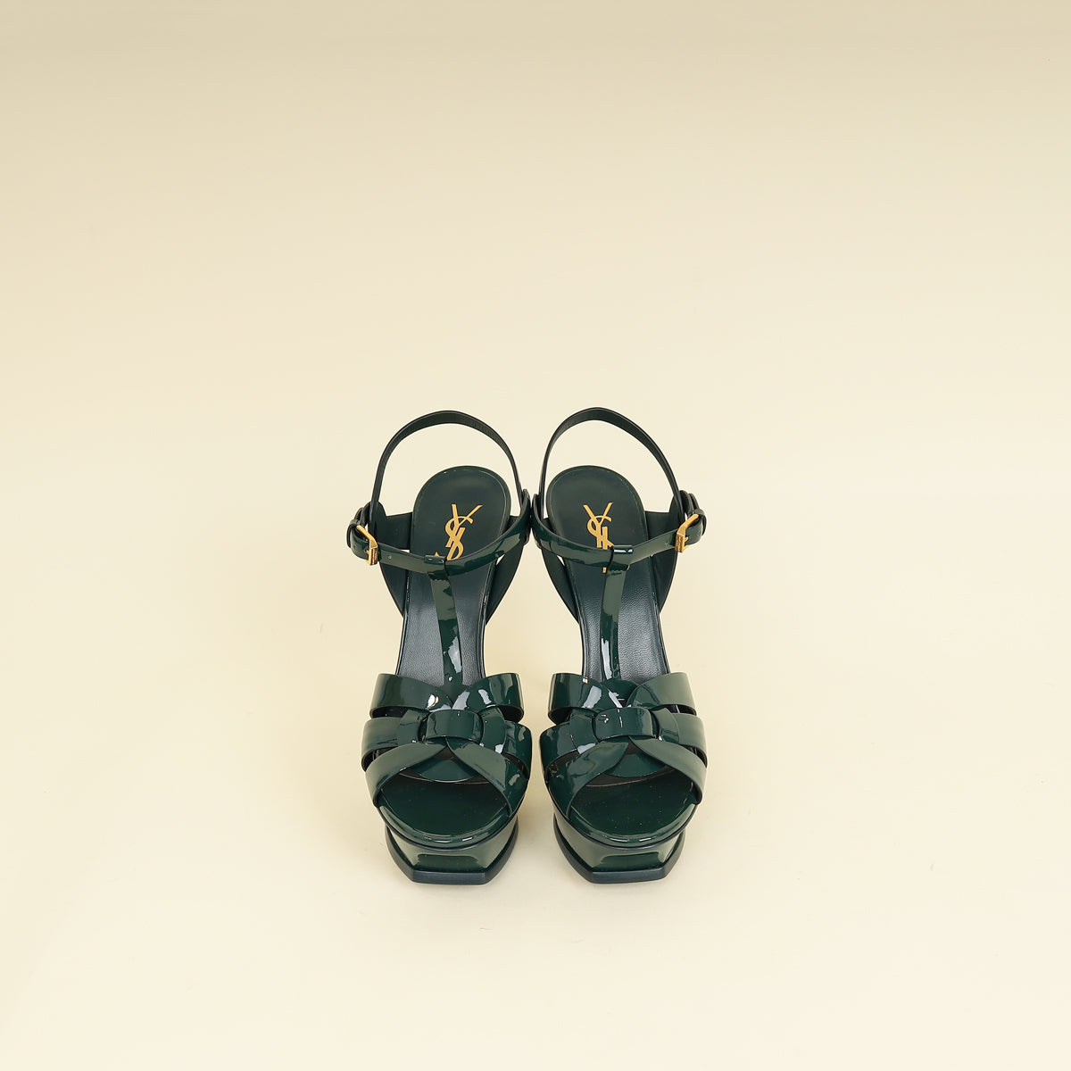 YSL Green High Heeled Tribute Sandals 39.5