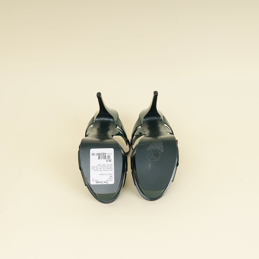YSL Green High Heeled Tribute Sandals 39.5