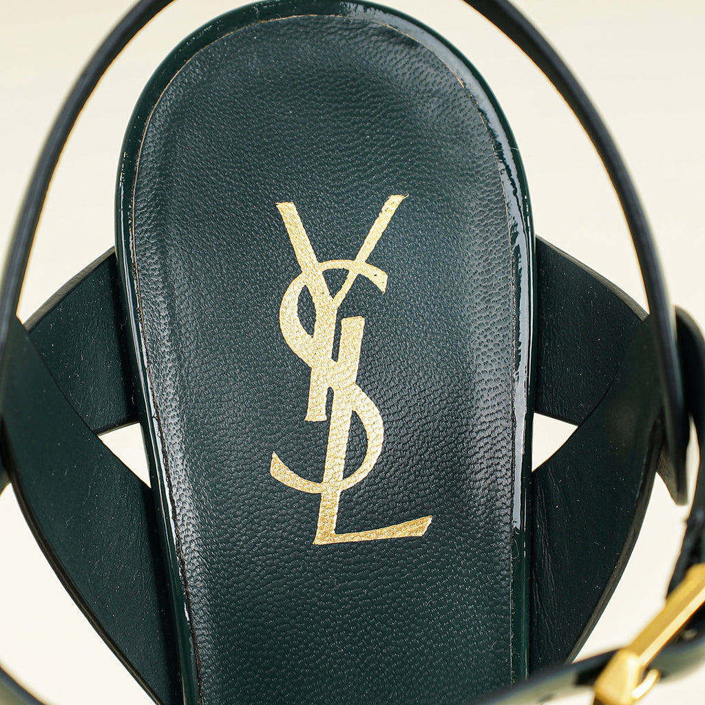 YSL Green High Heeled Tribute Sandals 39.5
