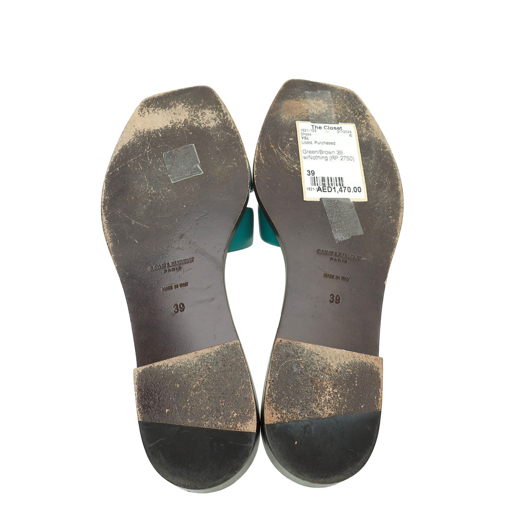 YSL Bicolor Tribute Flat Mule 39
