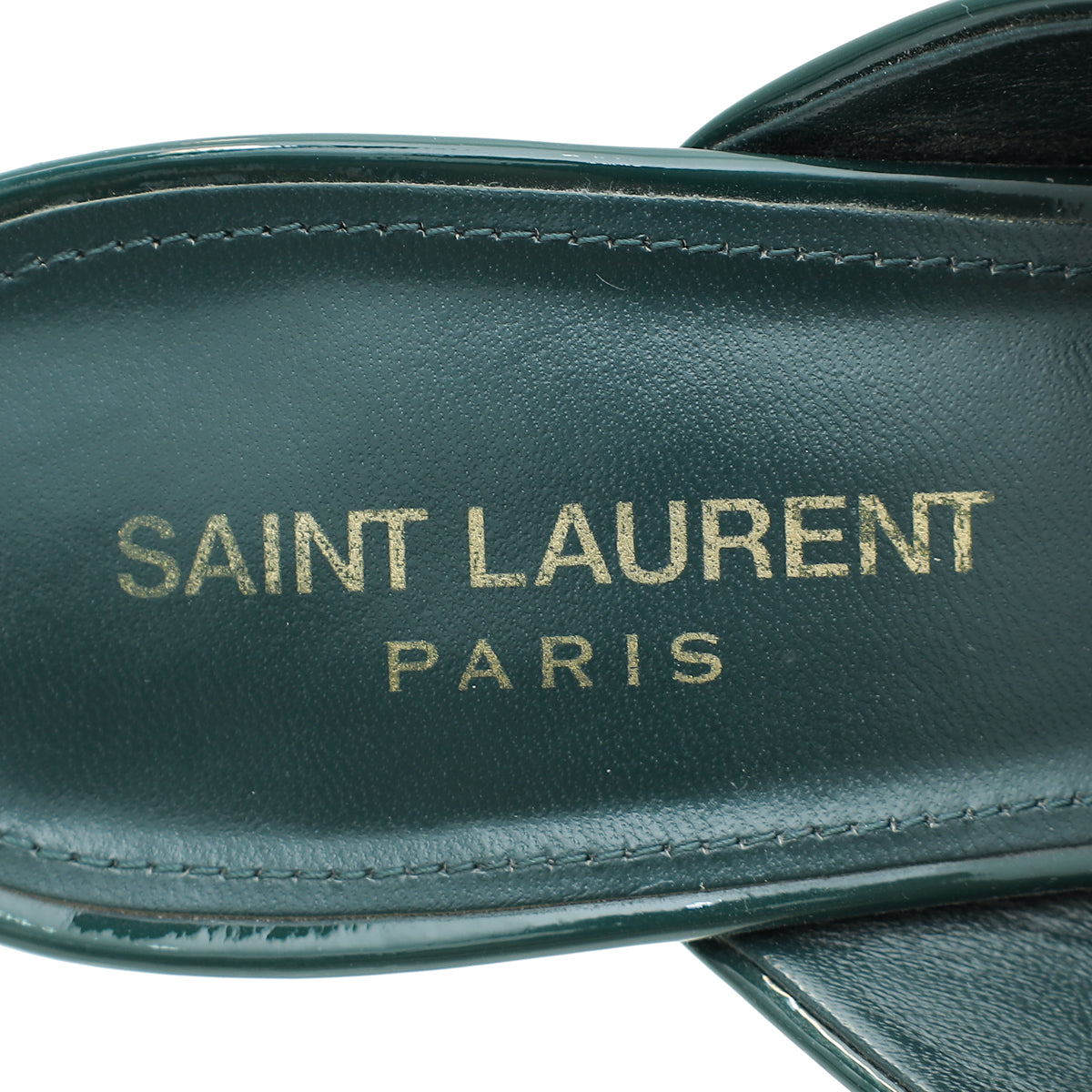 YSL Dark Green Loulou Criss Cross Sandals 39