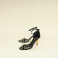YSL Black Opyum Ankle Strap Sandal 39