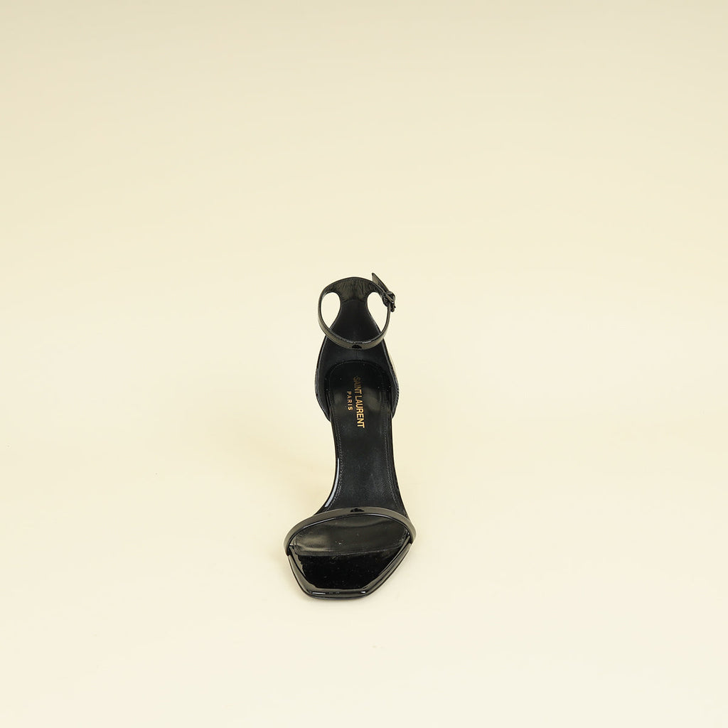 YSL Black Opyum Ankle Strap Sandal 39
