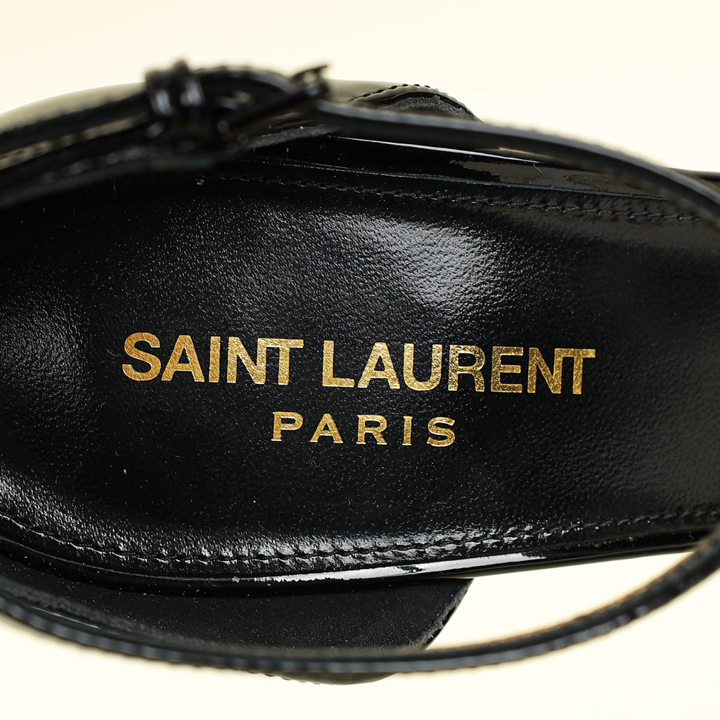 YSL Black Opyum Ankle Strap Sandal 39