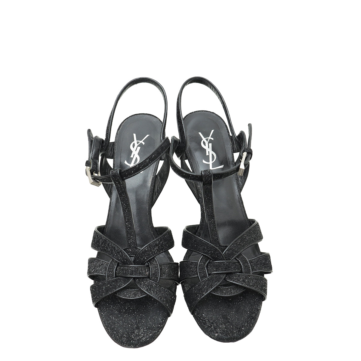 YSL Tribute Metallic Black Sandal 39