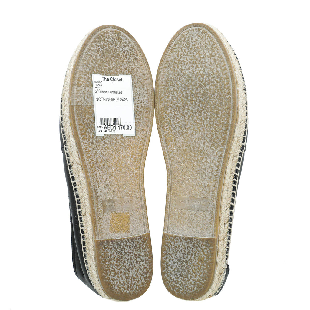 YSL Black Monogram Espadrille 39