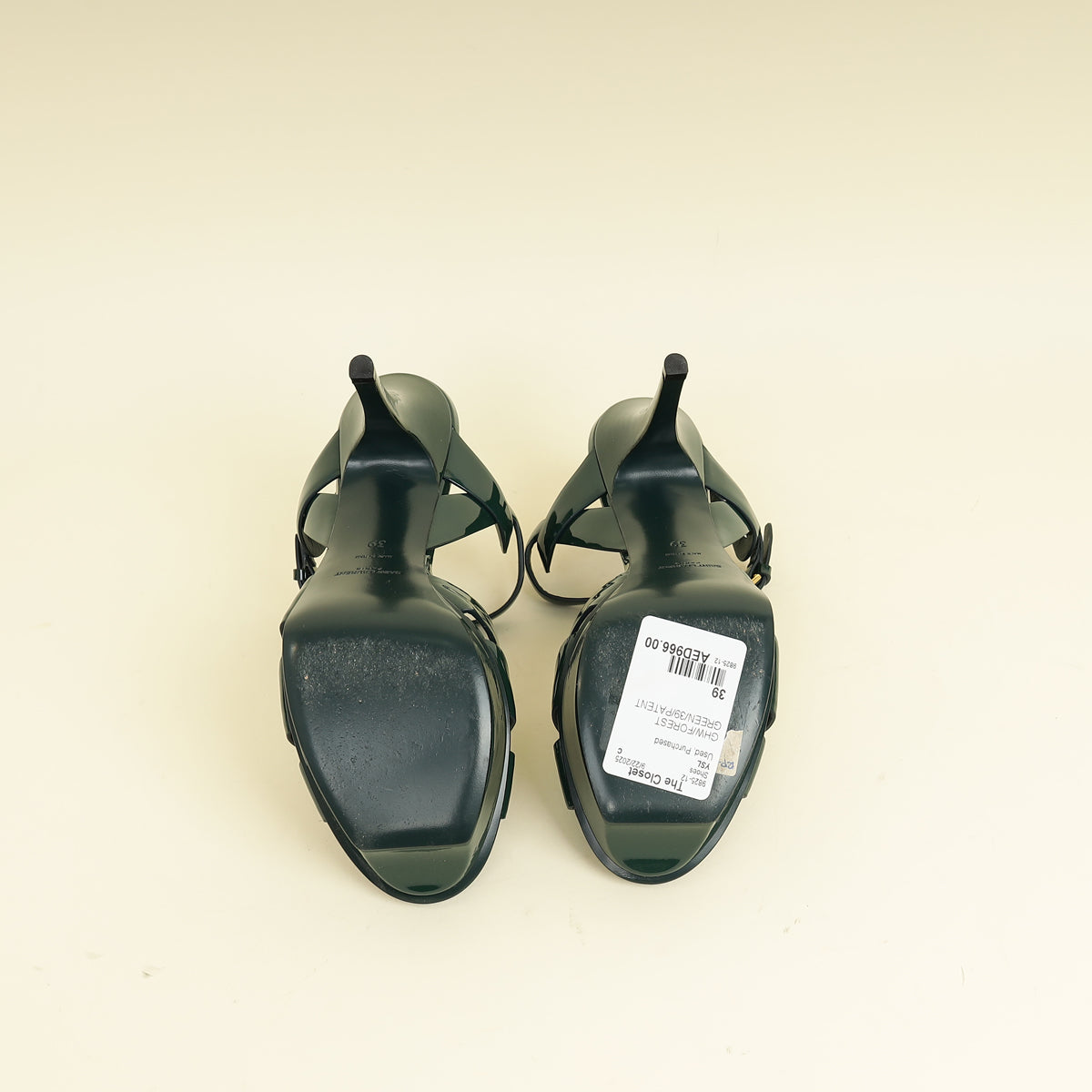 YSL Forest Green Tribute Sandal 39