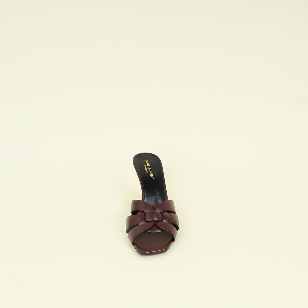 YSL Burgundy Tribute Mules 40.5