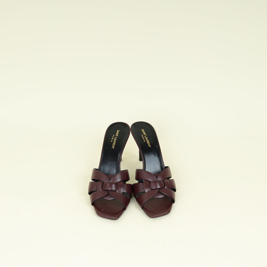 YSL Burgundy Tribute Mules 40.5
