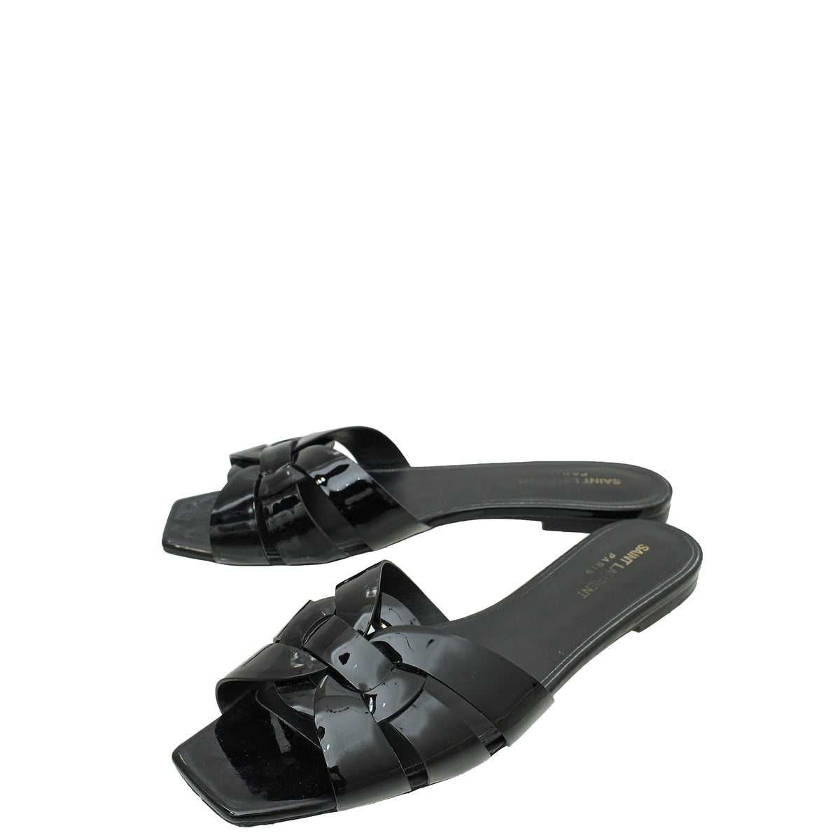 YSL Black Tribute Flat Sandal 40.5