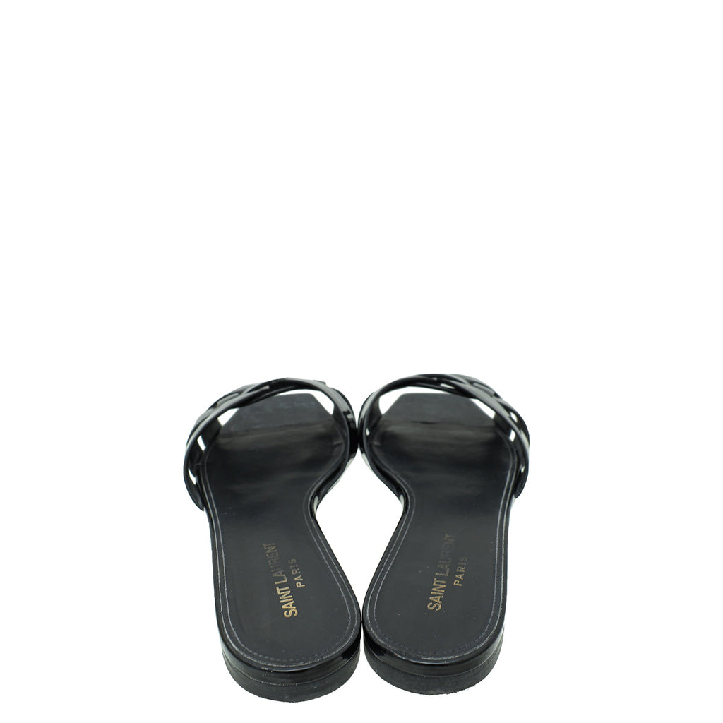YSL Black Tribute Flat Sandal 40.5