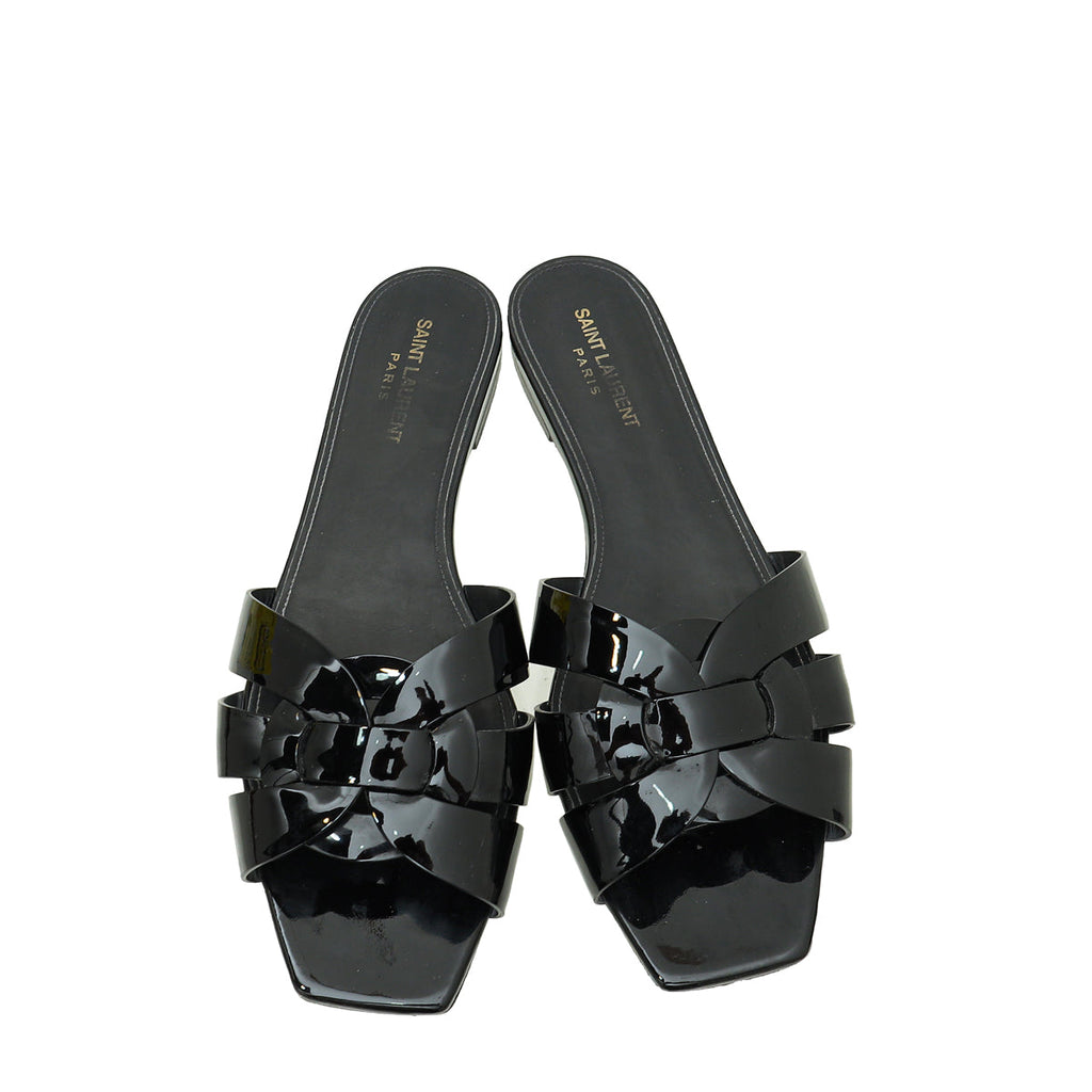YSL Black Tribute Flat Sandal 40.5