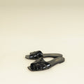 YSL Black Tribute Flat Sandals 40