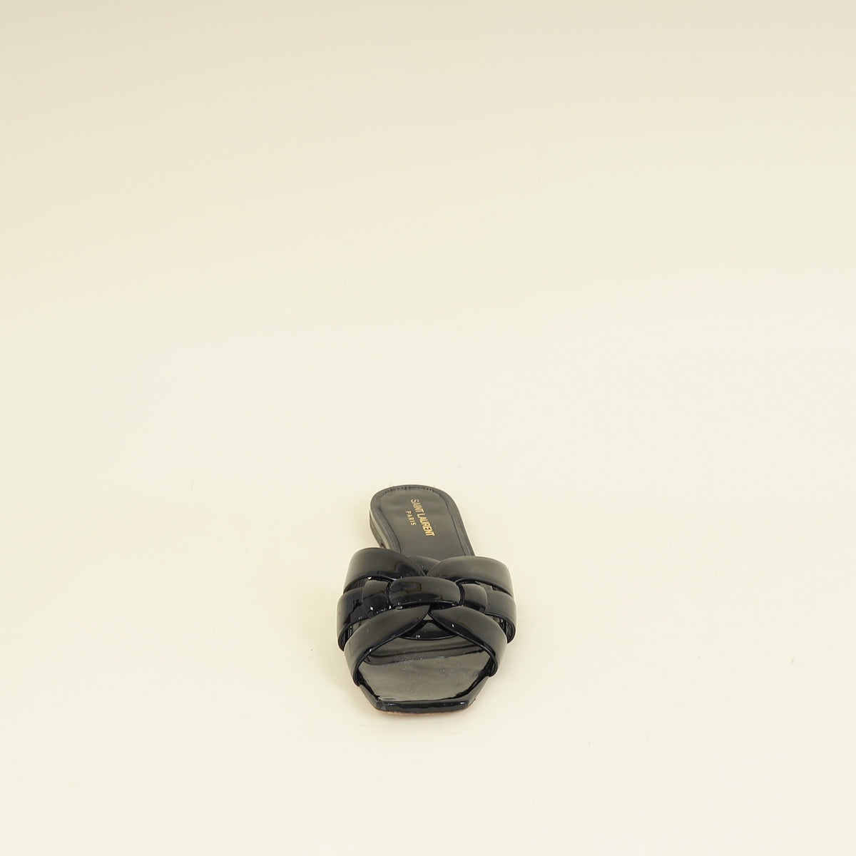 YSL Black Tribute Flat Sandals 40