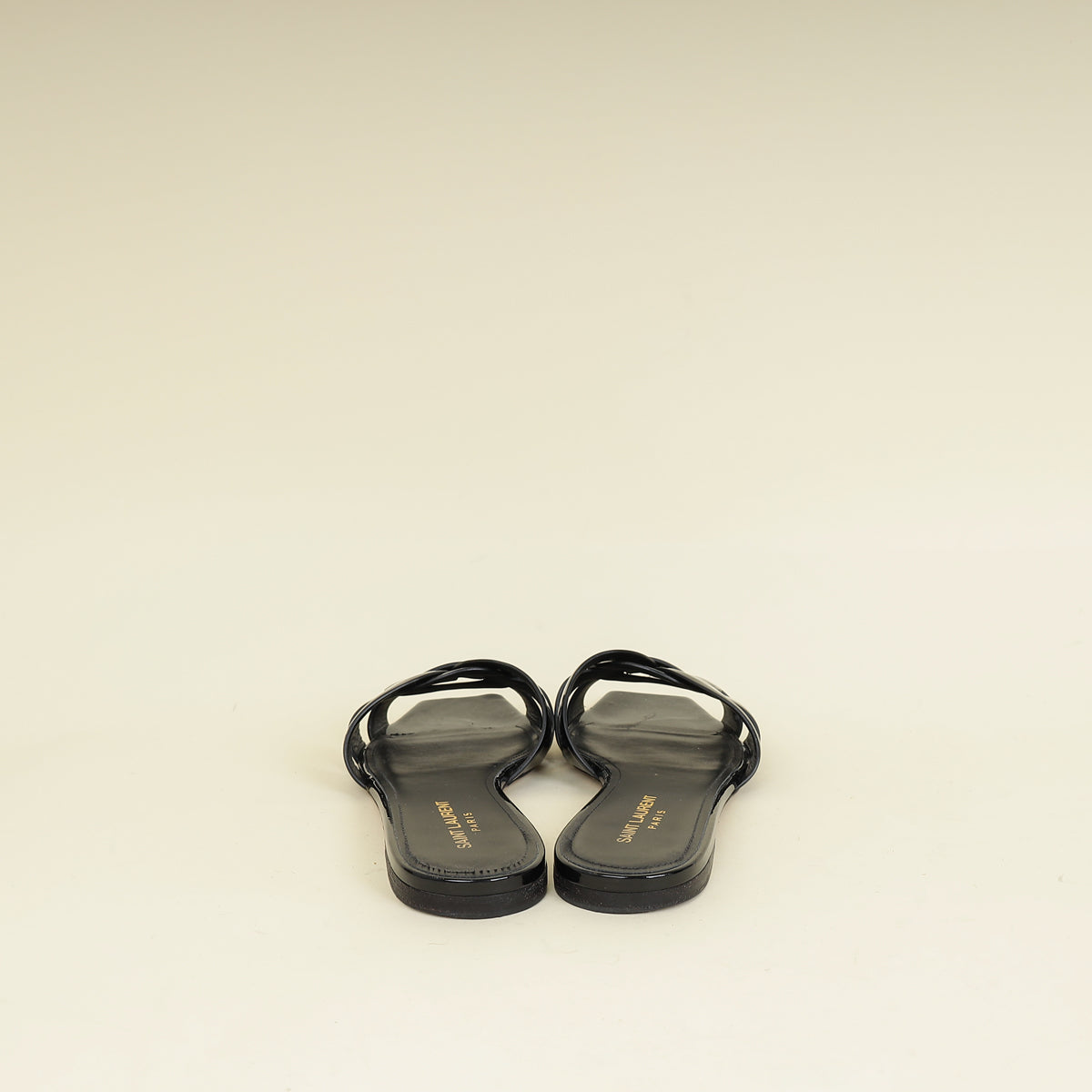 YSL Black Tribute Flat Sandals 40