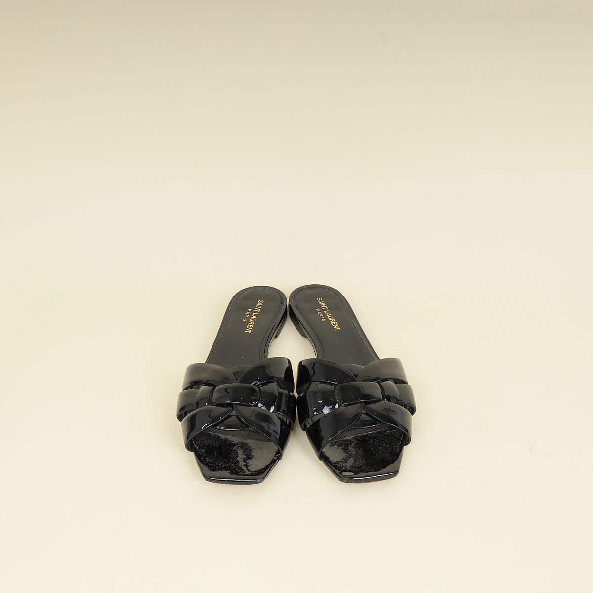 YSL Black Tribute Flat Sandals 40