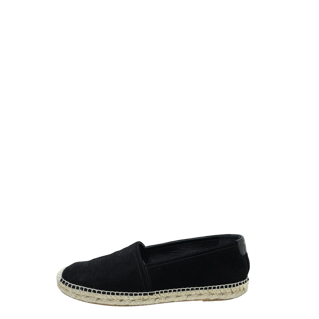 YSL Black Monogram Suede Espadrille 41