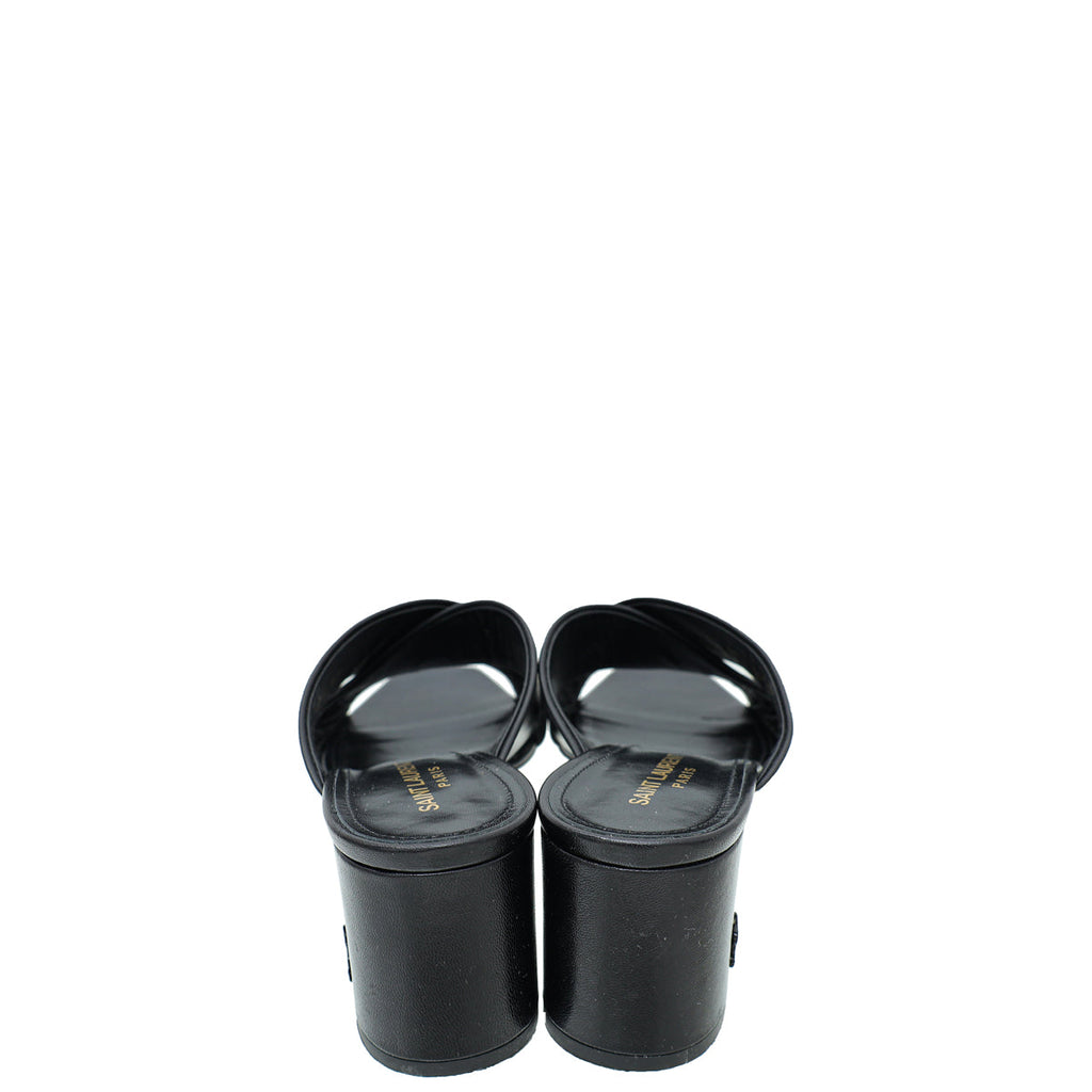 YSL Black Loulou Criss-Cross Mules 41
