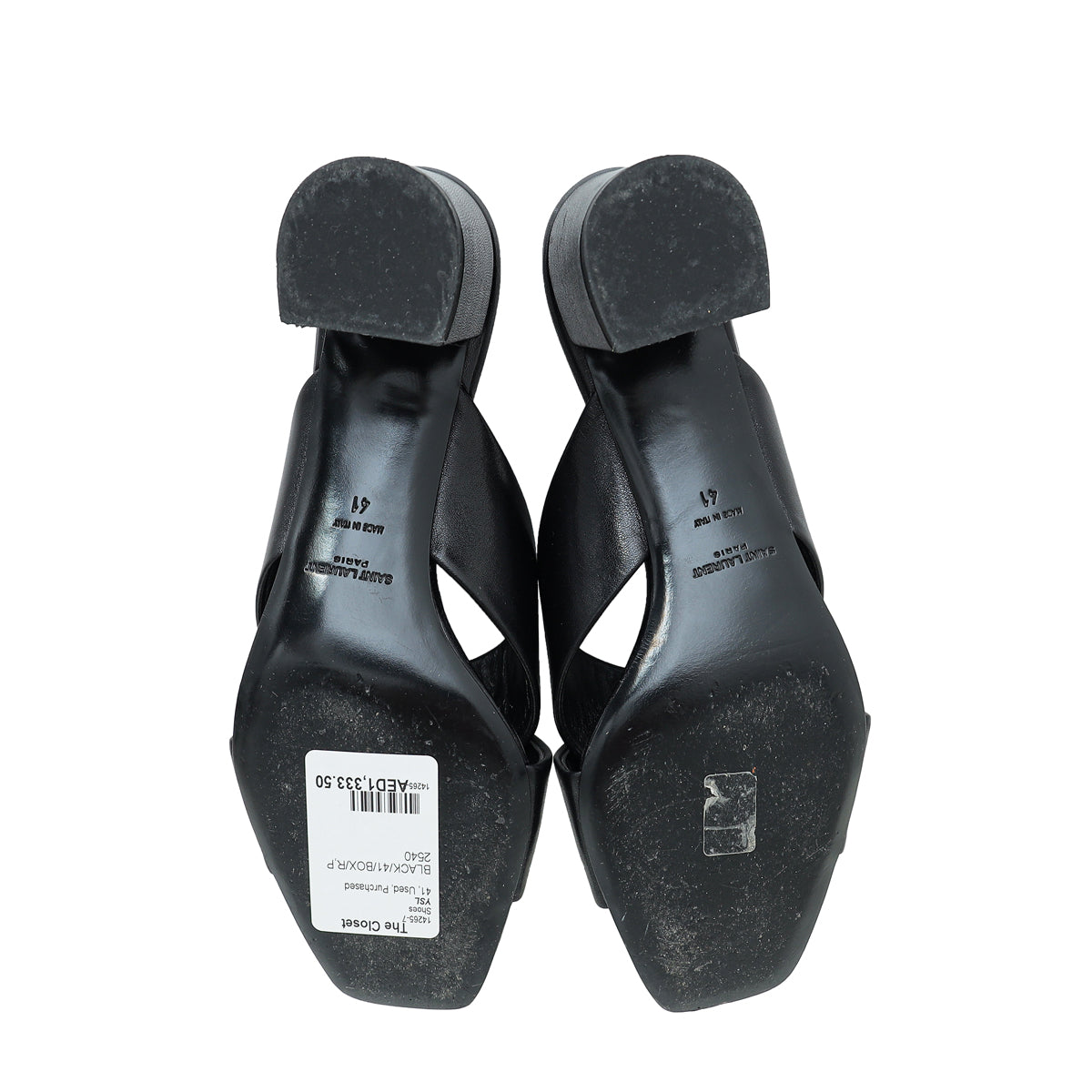 YSL Black Loulou Criss-Cross Mules 41