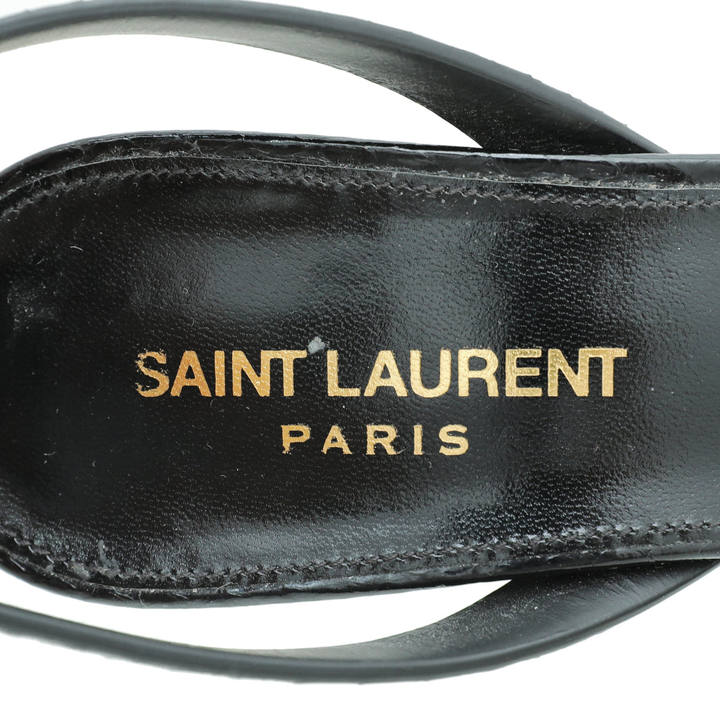 YSL Bicolor Pony Hair Leopard Print Tribute 105 Platform Sandals 37.5