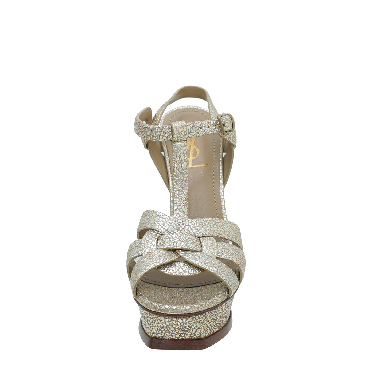 YSL Metallic Gold Tribute Sandal 37.5