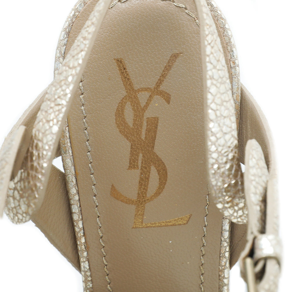 YSL Metallic Gold Tribute Sandal 37.5