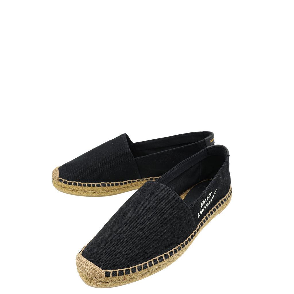 YSL Black Embroidered Espadrille 38