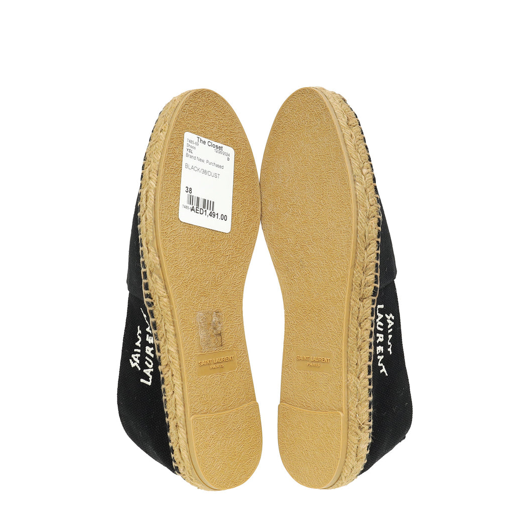 YSL Black Embroidered Espadrille 38