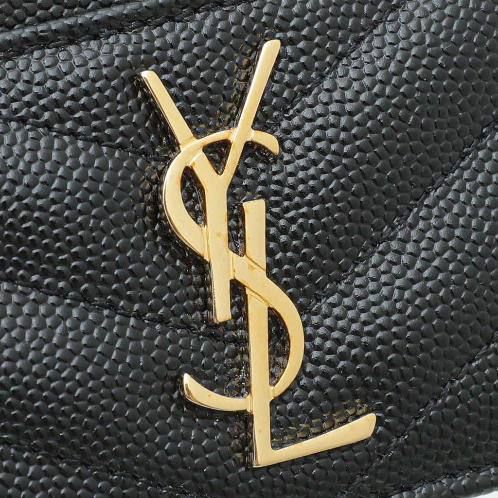 YSL Black Monogram Chevron Card Holder