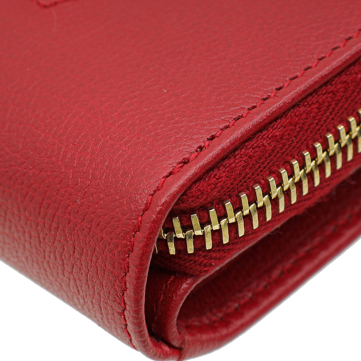 YSL Red Belle de Jour Zip Compact Wallet