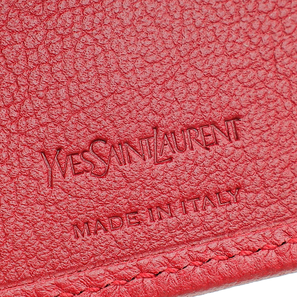 YSL Red Belle de Jour Zip Compact Wallet