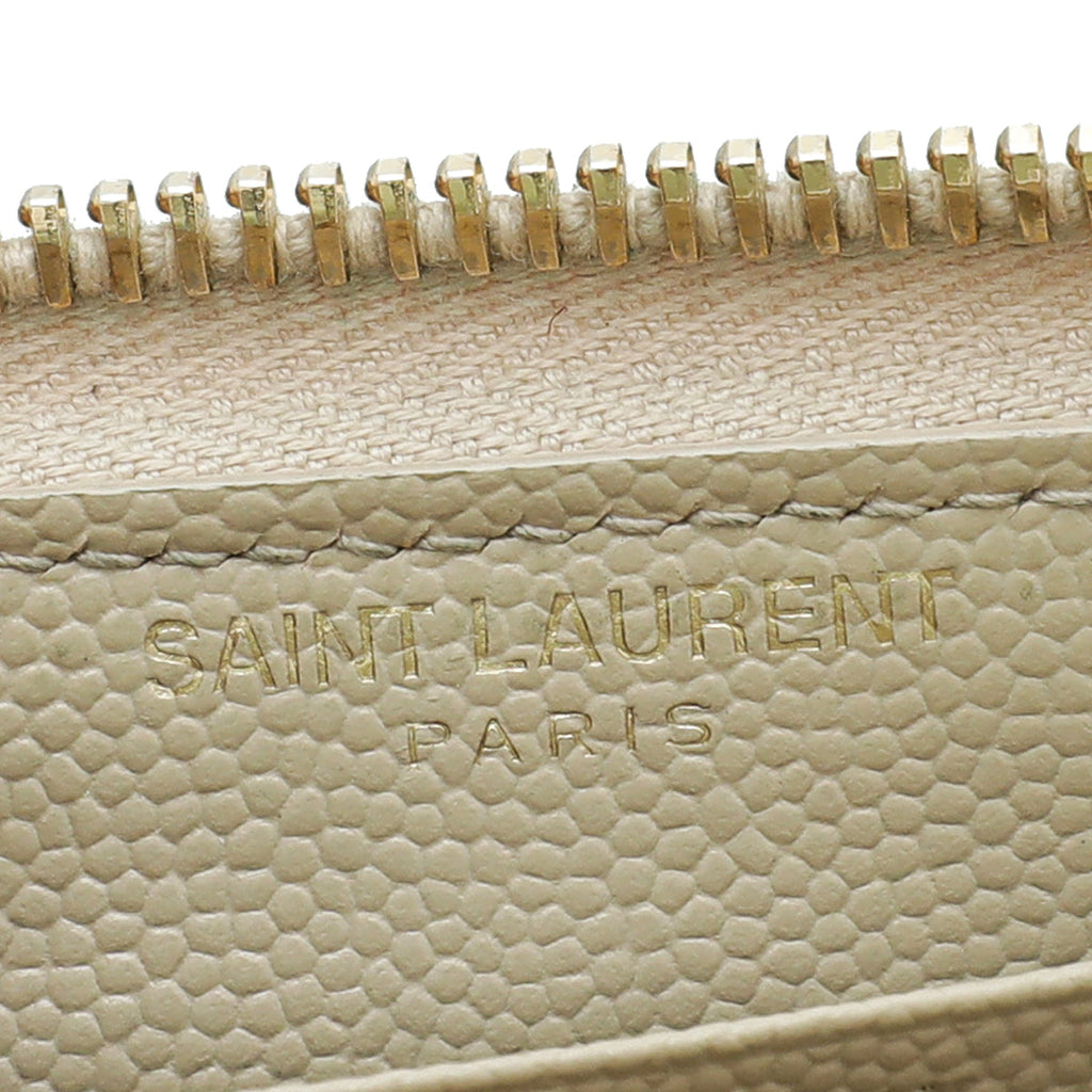 YSL Beige Cassandre Zip Around Wallet