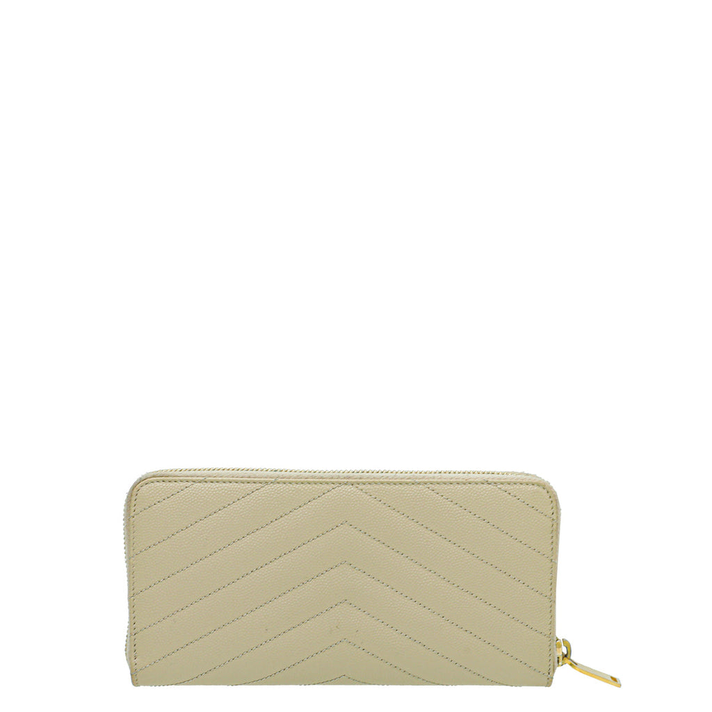 YSL Beige Cassandre Zip Around Wallet