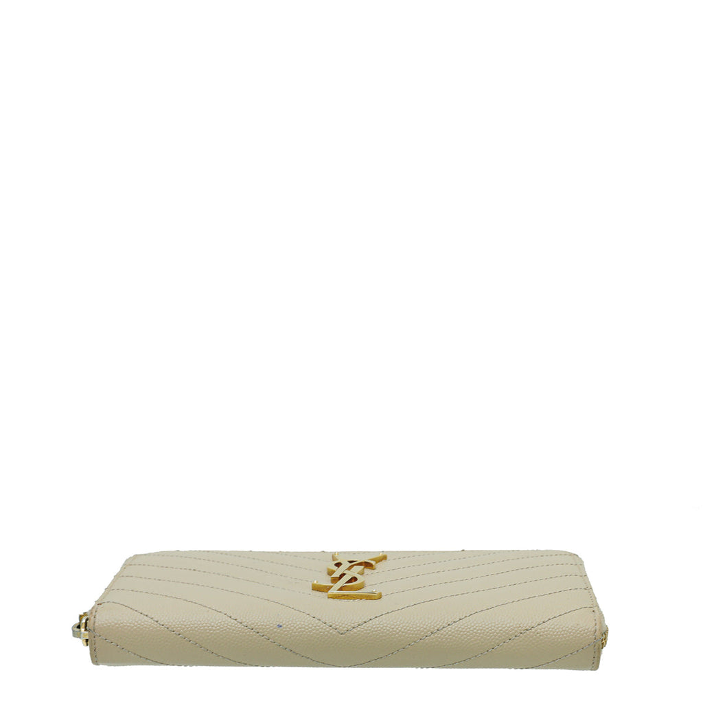 YSL Beige Cassandre Zip Around Wallet