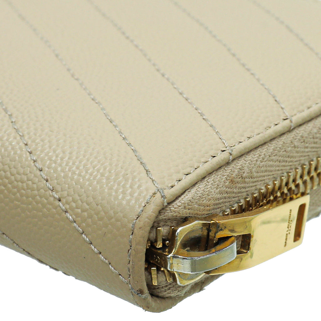 YSL Beige Cassandre Zip Around Wallet