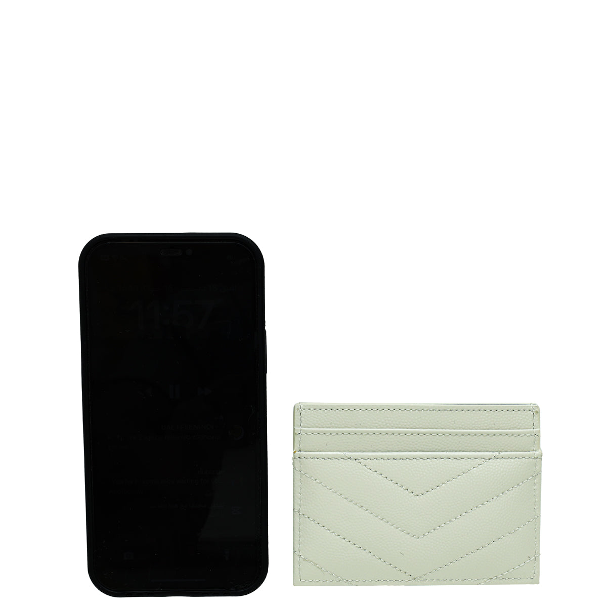 YSL Vintage Blanc Cassandre  Matelasse Card Case