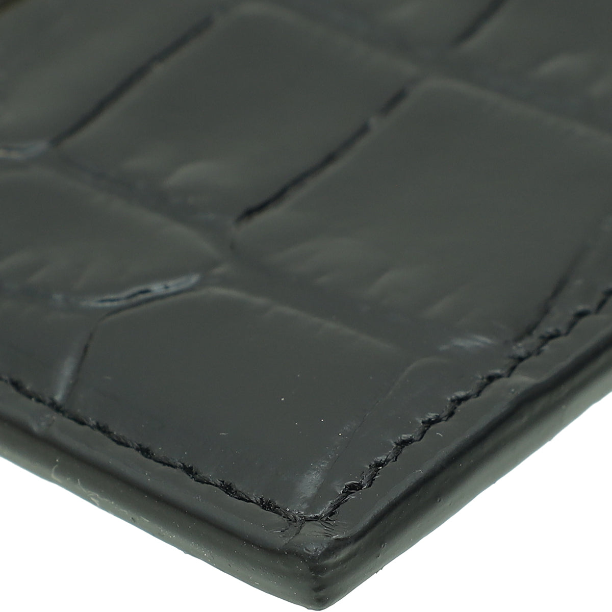 YSL Black Croco Embossed Cassandre Card Case